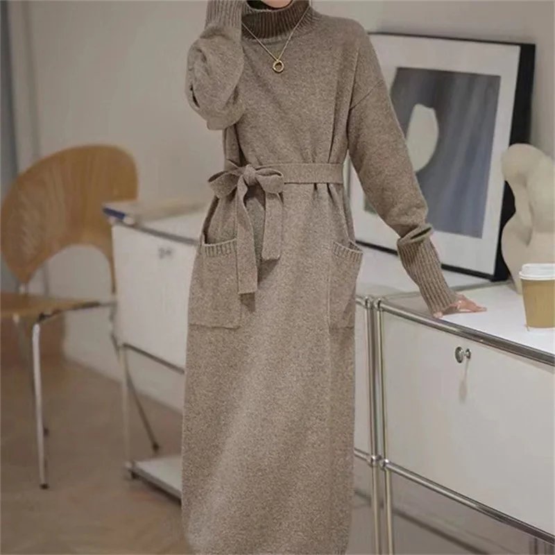 Tied waist pocket bottoming skirt women's autumn and winter lazy wind sweater pullover
Tied waist pocket bottoming skirt women's autumn and winter lazy wind sweater pullover
