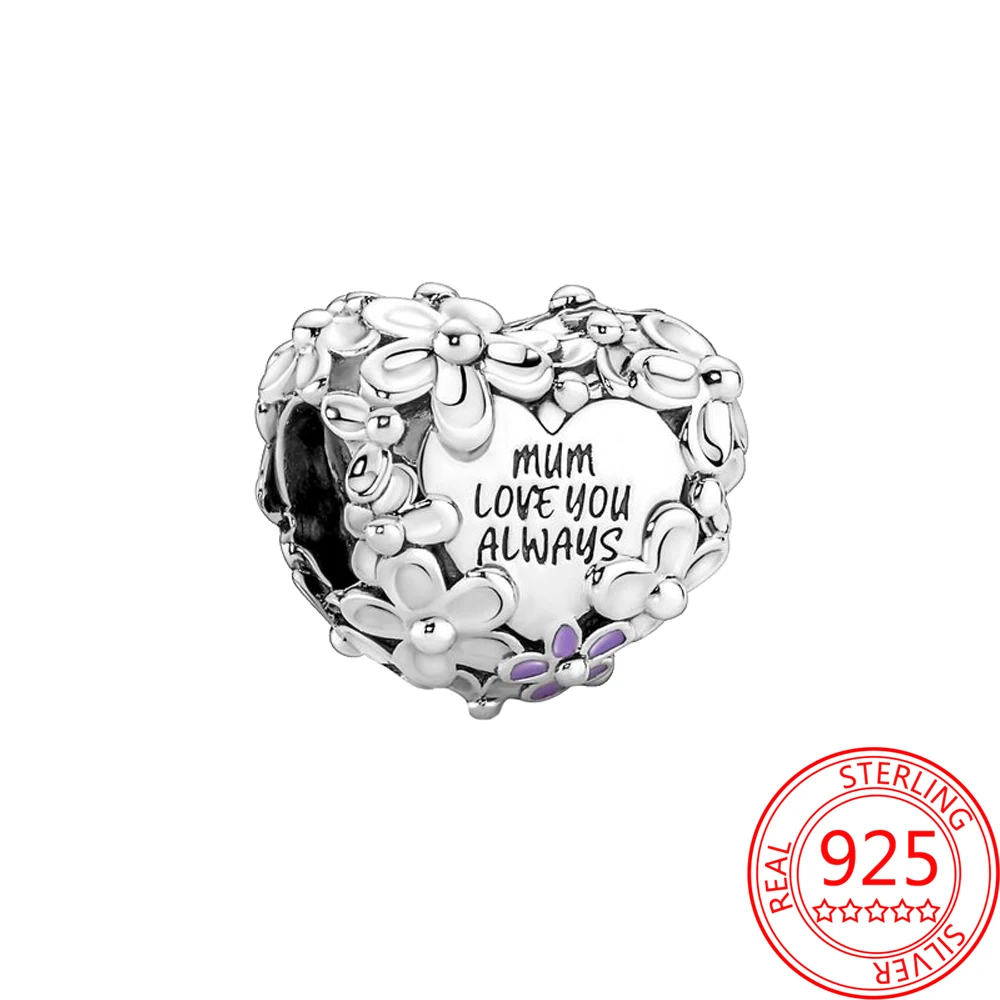 Genuine S925 Sterling Silver Pink And Purple Enamel Mum Daisy Heart Charm Fit Pandora 3mm Bracelet Mom Jewelry Gift
Genuine S925 Sterling Silver Pink And Purple Enamel Mum Daisy Heart Charm Fit Pandora 3mm Bracelet Mom Jewelry Gift