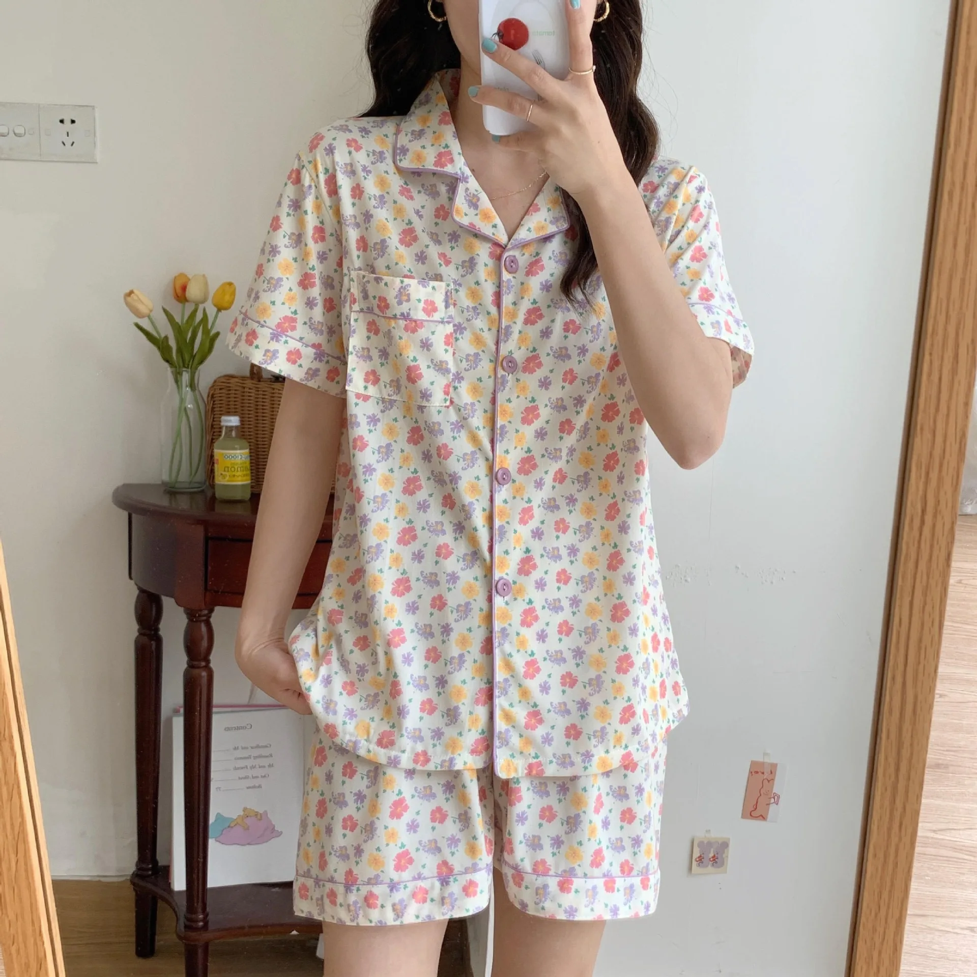 Summer Women Girl Fashion Short Pajamas Sets Stylish Flowers Sleepwear Cool Home Clothes
Summer Women Girl Fashion Short Pajamas Sets Stylish Flowers Sleepwear Cool Home Clothes