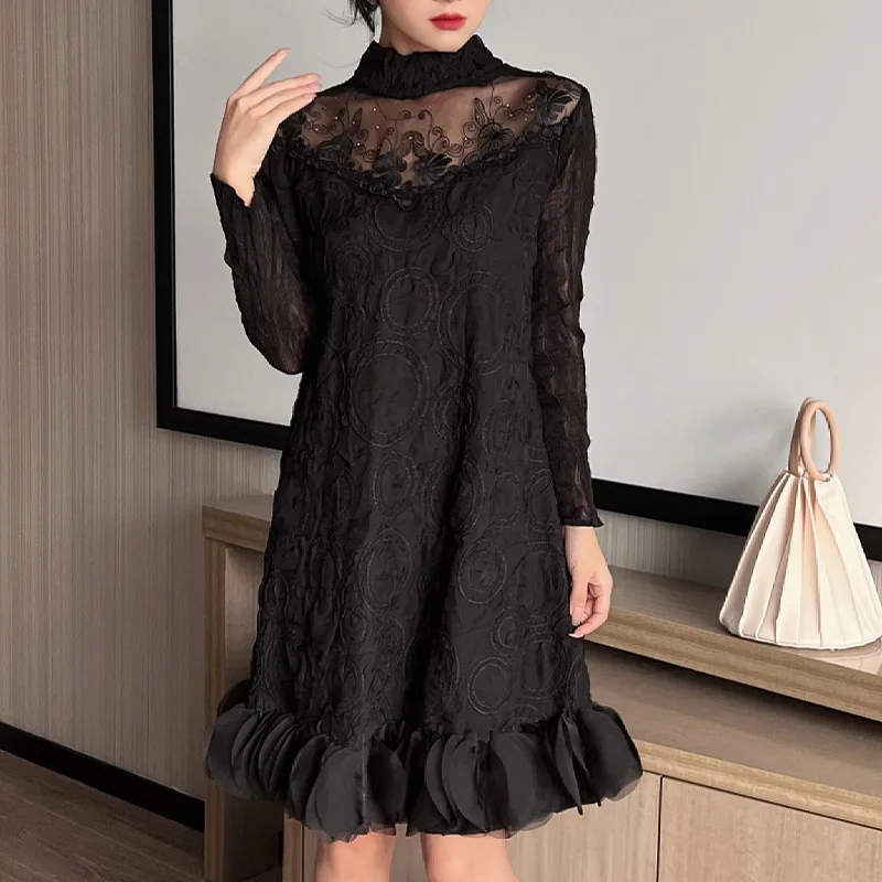 Loose Fashion Miyake Pleated Ladies Casual Dress Stretch Mesh Embroidered Decorative A-Line Skirt Pleats
Loose Fashion Miyake Pleated Ladies Casual Dress Stretch Mesh Embroidered Decorative A-Line Skirt Pleats