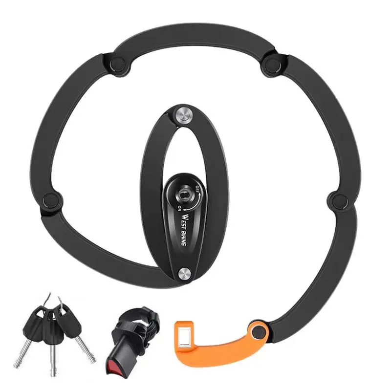 Складной велосипедный замок с защитой от кражи, замок высокой надежности для велосипедной рамы, водонепроницаемый со светоотражающим кронштейном и 3 ключами из легированной стали
Складной велосипедный замок с защитой от кражи, замок высокой надежности для велосипедной рамы, водонепроницаемый со светоотражающим кронштейном и 3 ключами из легированной стали
