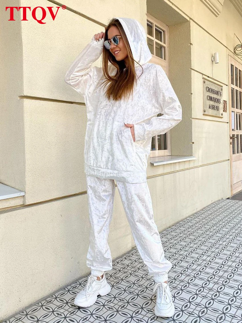 TTQV Casual White Set Women 2 Pieces Fashion Long Sleeve Solid Hoodies And High Waisted Loose Simple Trousers Sets Streetwear
TTQV Casual White Set Women 2 Pieces Fashion Long Sleeve Solid Hoodies And High Waisted Loose Simple Trousers Sets Streetwear