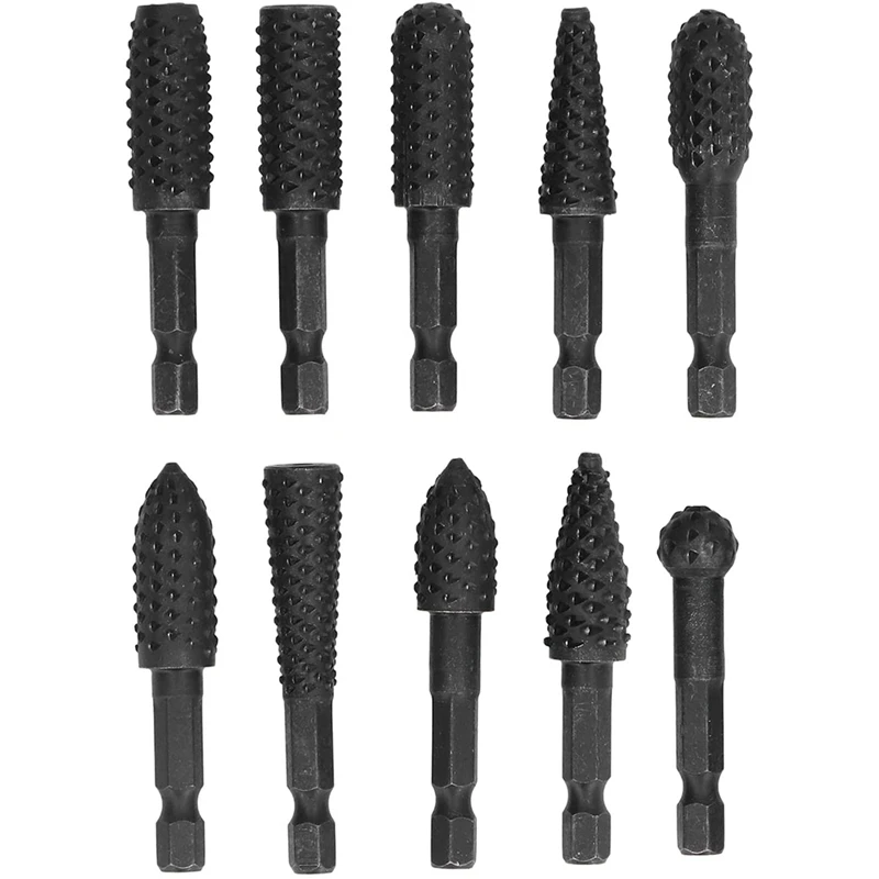 10Pcs Woodworking Grinding Drill 1/4In Hex Shank Engraving File Rotary Burr Drill Bits Set
10Pcs Woodworking Grinding Drill 1/4In Hex Shank Engraving File Rotary Burr Drill Bits Set