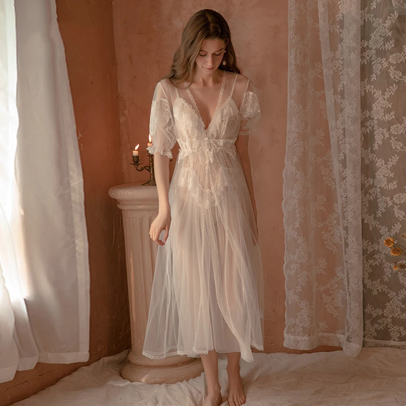 Free Shipping Spring Summer Nightgown Women's Sexy Sleepwear Gauze Lace Nightdress Robe Pajamas Lace Lady Lingerie
Free Shipping Spring Summer Nightgown Women's Sexy Sleepwear Gauze Lace Nightdress Robe Pajamas Lace Lady Lingerie