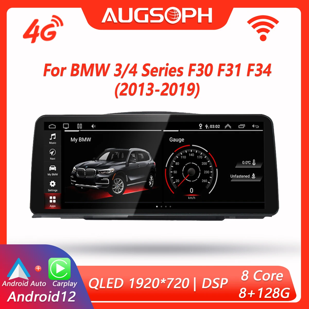 Android 12 Car Radio for BMW 3 Series F30 F31 2013-2017, 12.3" QLED 8 Core Multimedia Stereo Player with 4G Carplay & Auto GPS
Android 12 Car Radio for BMW 3 Series F30 F31 2013-2017, 12.3" QLED 8 Core Multimedia Stereo Player with 4G Carplay & Auto GPS