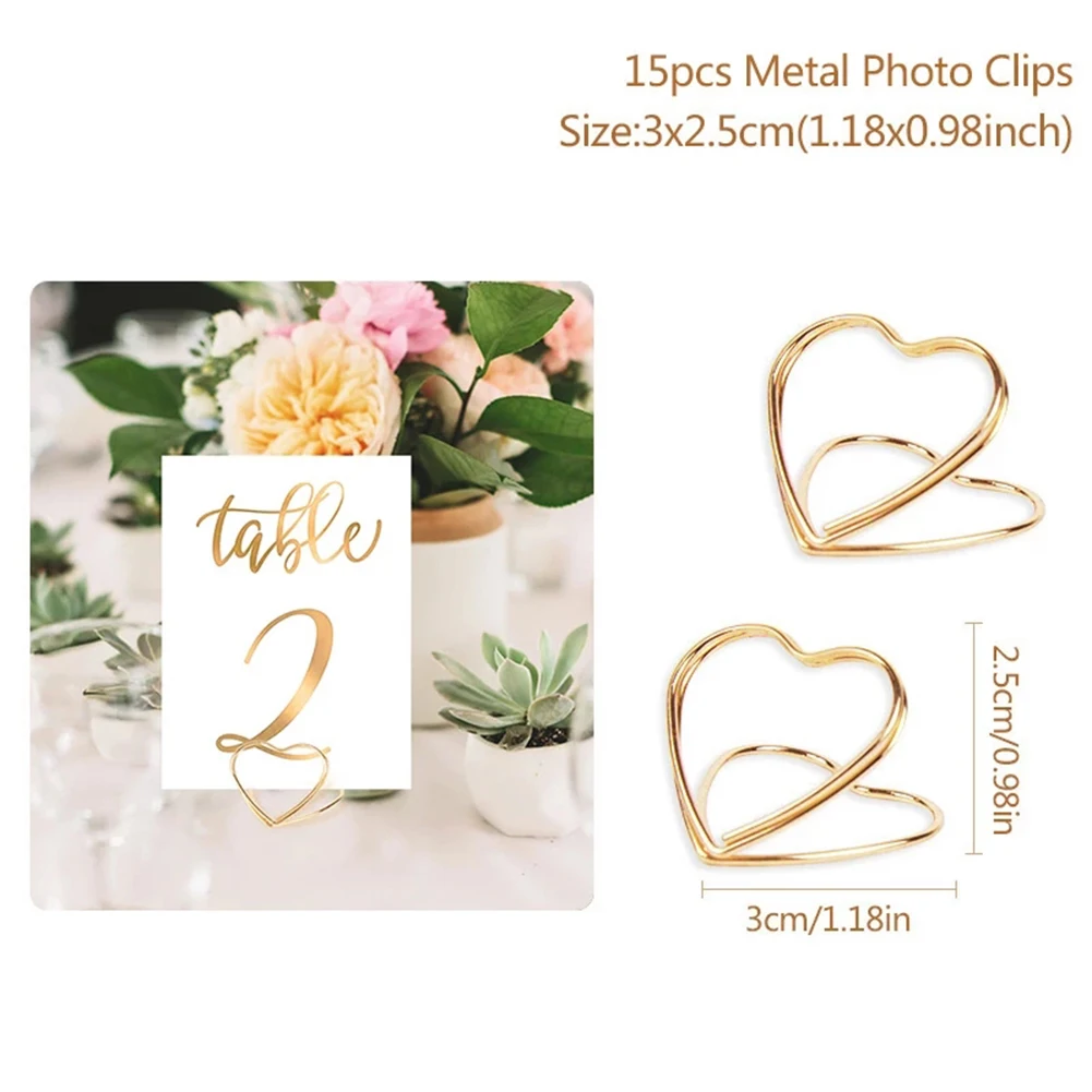 15pcs Heart Shape Metal Photo Clip Stands Wedding Table Number Name Place Card Holder For Birthday Party Decoration Supplies
15pcs Heart Shape Metal Photo Clip Stands Wedding Table Number Name Place Card Holder For Birthday Party Decoration Supplies