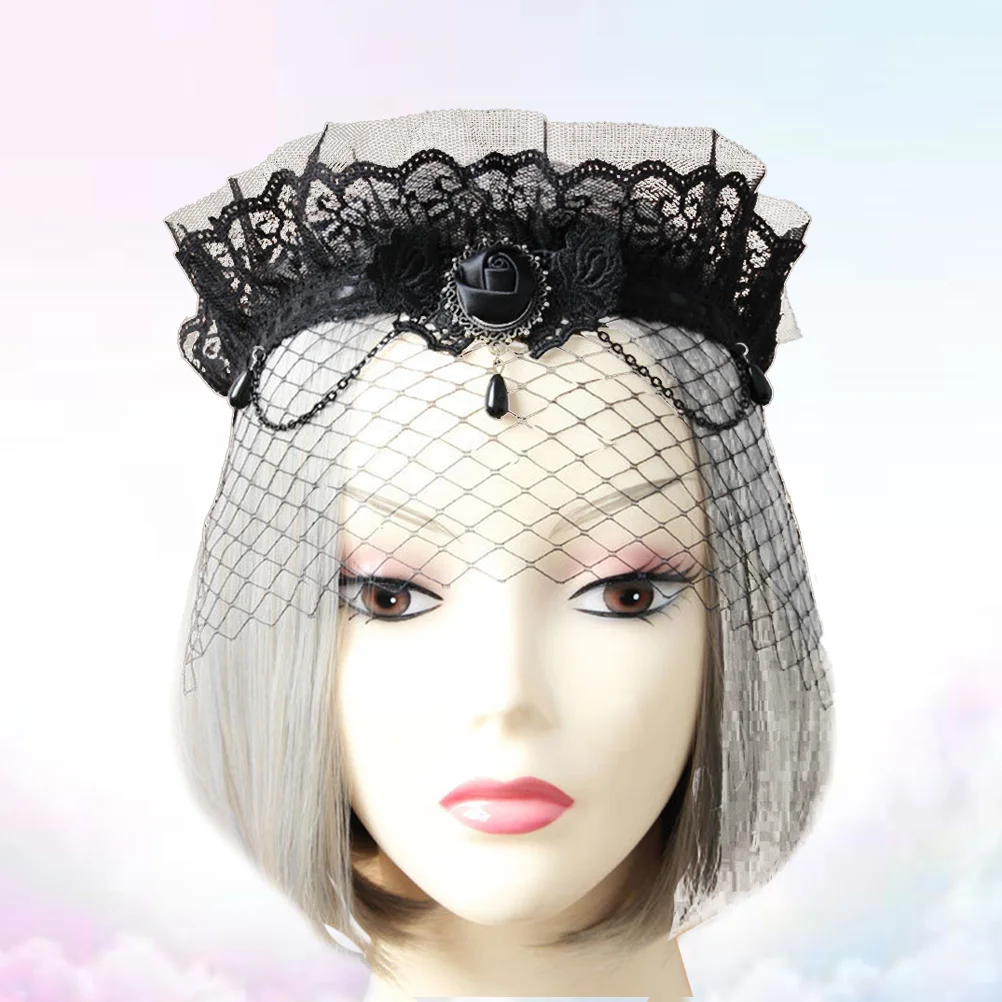 

Gothic Crown Headdress Veil Crown Veil Eye Veil Garland Day of the Dead Headpiece for Masquerade Party Favors