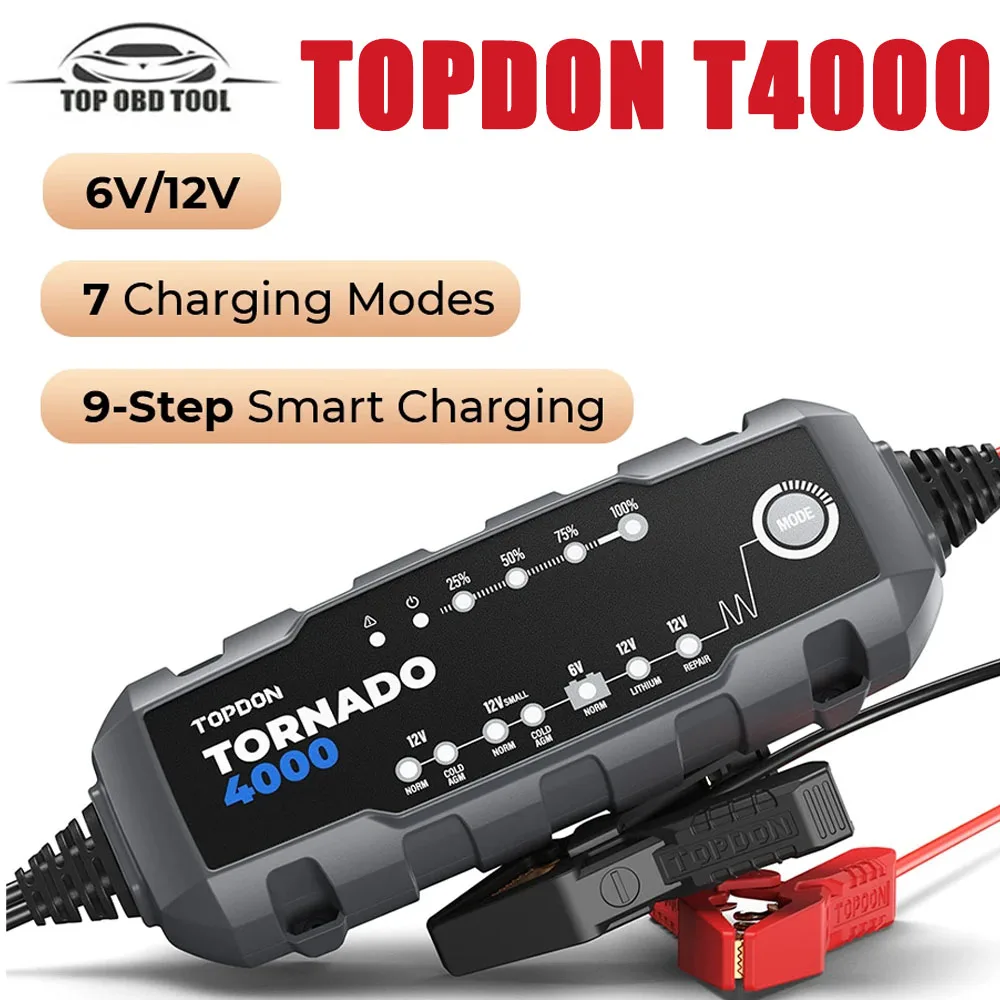 Зарядное устройство Topdon T4000 Автоматическое для автомобиля/мотоцикла/квадроцикла/внедорожника, устройство для зарядки аккумуляторов, мощность Puls, ремонт аккумуляторов 20а-150ач
Зарядное устройство Topdon T4000 Автоматическое для автомобиля/мотоцикла/квадроцикла/внедорожника, устройство для зарядки аккумуляторов, мощность Puls, ремонт аккумуляторов 20а-150ач