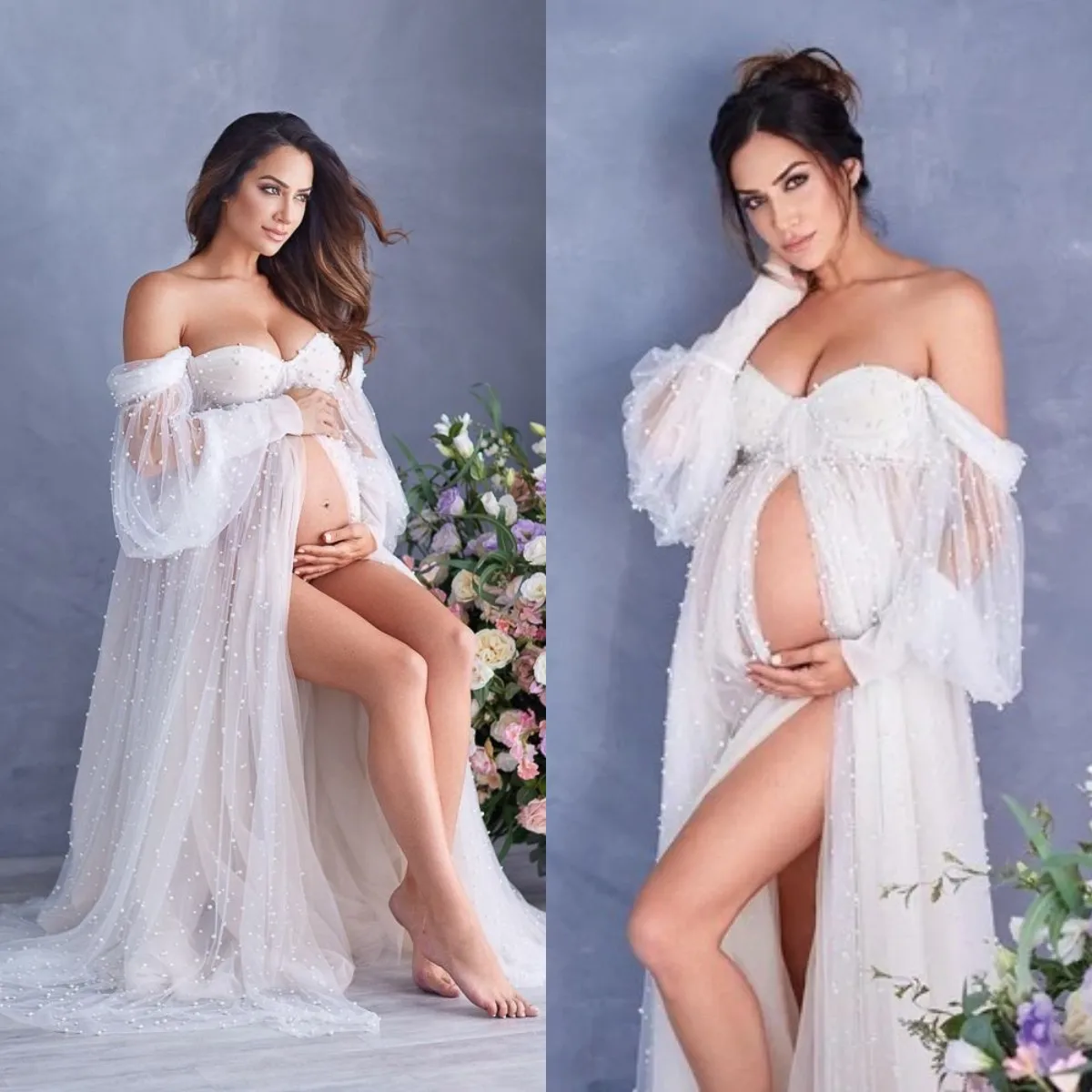 Off the Shoulder A Line Women's Prom Dresses Sweetheart Pearls Front Split Party Celebrity Gowns Maternity Photography Dress
Off the Shoulder A Line Women's Prom Dresses Sweetheart Pearls Front Split Party Celebrity Gowns Maternity Photography Dress
