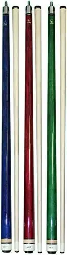 

of Wrapless 2-Piece Billiard Pool Cue Sticks L3, 58" Hard Rock Canadian Maple, 13mm Hard Le Pro Tip, Mixed Weights and Color Poo