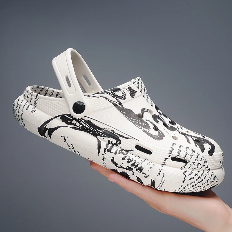 Мужские сандалии с перфорацией, пляжные шлепанцы, обувь для улицы, клоги 
Мужские сандалии с перфорацией, пляжные шлепанцы, обувь для улицы, клоги