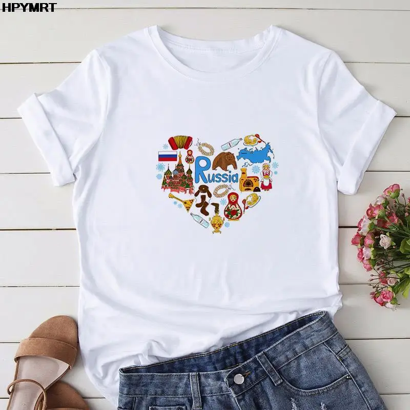 2022 New Summer T shirt Women Love Russia Style Printed Graphics T shirt Female Stylish Tops Tee Short Sleeve Tshirt Clothing 
2022 New Summer T shirt Women Love Russia Style Printed Graphics T shirt Female Stylish Tops Tee Short Sleeve Tshirt Clothing