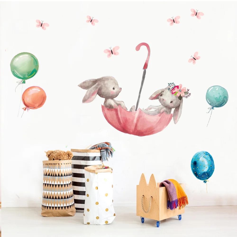 Cartoon Umbrella Bunny Wall Stickers Baby Nursery Wall Decals for Kids Room Living Room Bedroom Home Decor Rabbit Stickers PVC
Cartoon Umbrella Bunny Wall Stickers Baby Nursery Wall Decals for Kids Room Living Room Bedroom Home Decor Rabbit Stickers PVC