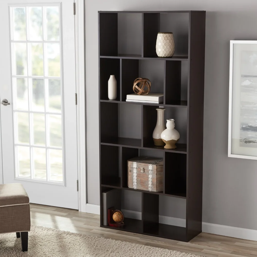 

-12-Cube Shelf Bookcase, Espresso Book Shelf Furniture Bookshelves Bookshelf Storage