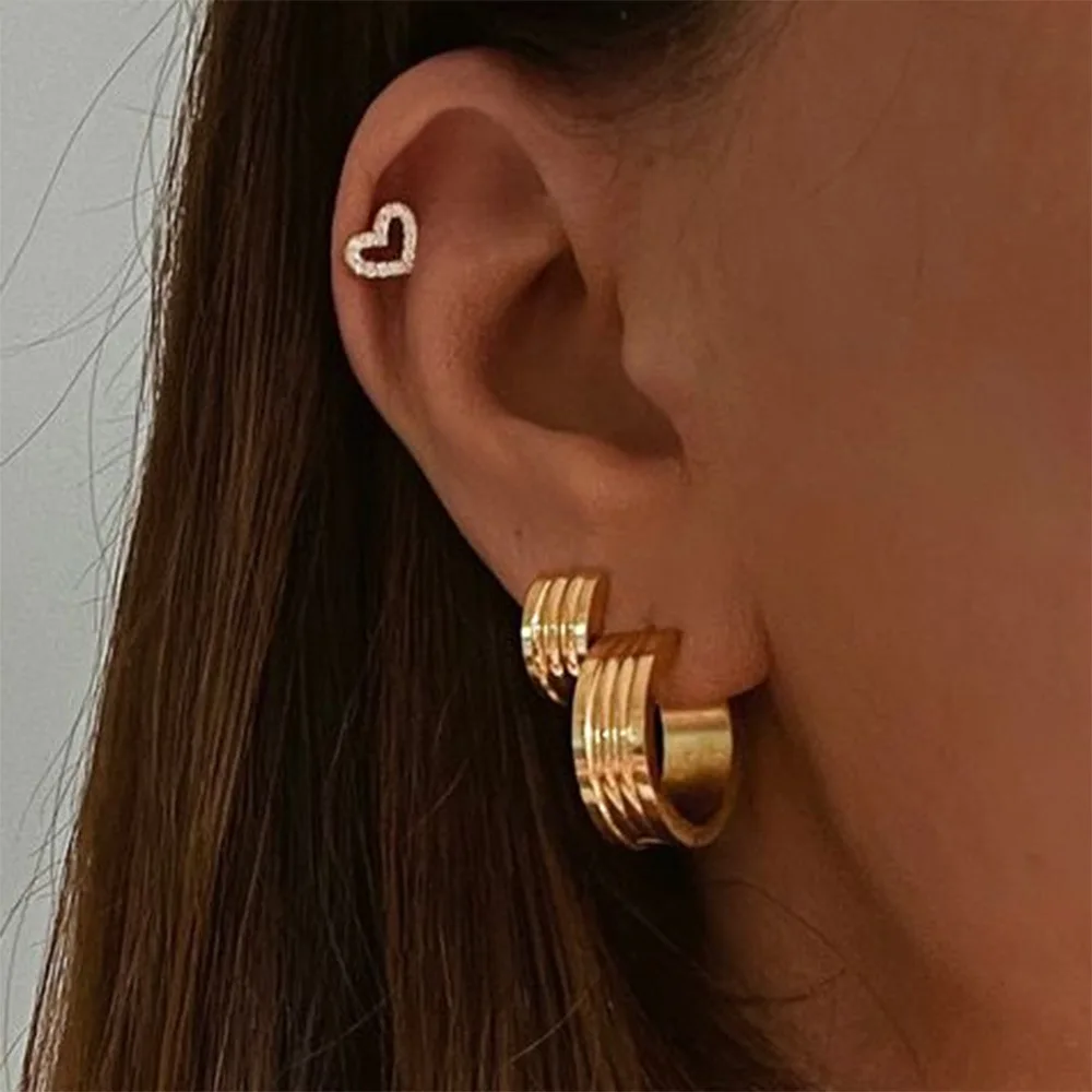 American New Ins Style Titanium Steel Earrings Jewelry 18K Gold Wide Rib Stainless Steel Fashion Personalized Earrings for Women
American New Ins Style Titanium Steel Earrings Jewelry 18K Gold Wide Rib Stainless Steel Fashion Personalized Earrings for Women