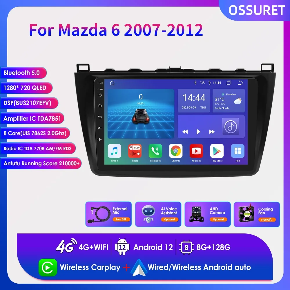 Автомагнитола Carplay, 2DIN, Android 12, UIS7862S для Mazda 6 2007-2012, мультимедийный проигрыватель, аудио, стерео, Авторадио с ии, GPS, Navi BT, SWC, RDS
Автомагнитола Carplay, 2DIN, Android 12, UIS7862S для Mazda 6 2007-2012, мультимедийный проигрыватель, аудио, стерео, Авторадио с ии, GPS, Navi BT, SWC, RDS