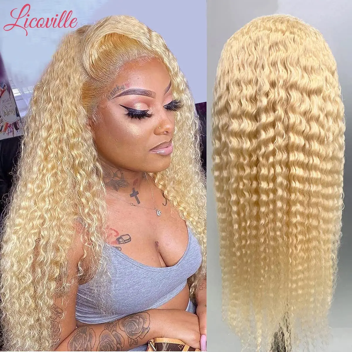 

613 Blonde Deep Wave Lace Front Wig Cheaper Natural Honey Wigs Brazilian Human Hair Frontal Princess Body Water Waves Pixie Cut
