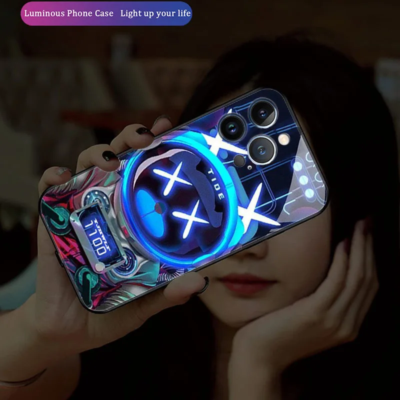 LED Light Glow Cyberpunk Luminous Phone Case for iPhone, Colorful Glowing Tempered Glass Back Cover Bumper Shockproof For Apple
LED Light Glow Cyberpunk Luminous Phone Case for iPhone, Colorful Glowing Tempered Glass Back Cover Bumper Shockproof For Apple