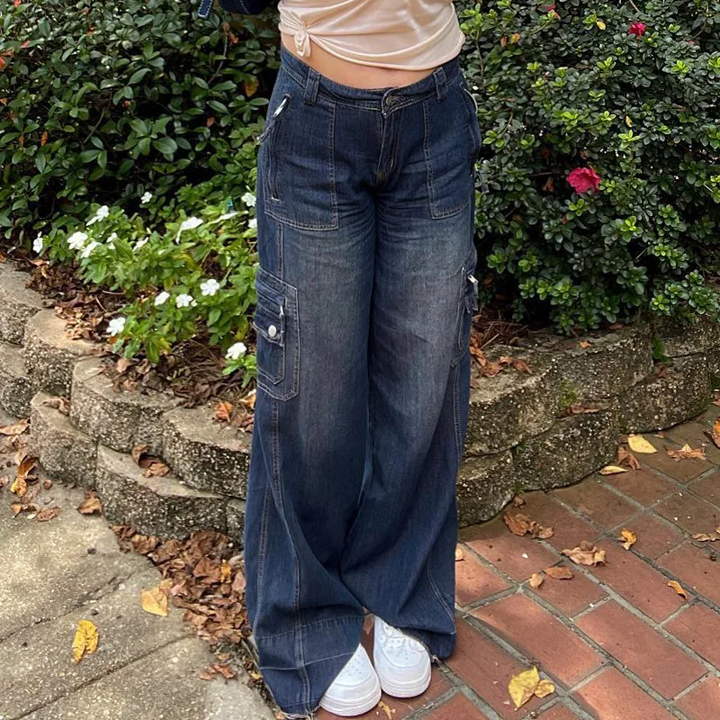 Autumnl New Pure Blue Casual Loose Vintage Distressed Pocket Drape Mid Waist Slight Strech Wide Leg Pants Jeans Women Clothing
Autumnl New Pure Blue Casual Loose Vintage Distressed Pocket Drape Mid Waist Slight Strech Wide Leg Pants Jeans Women Clothing