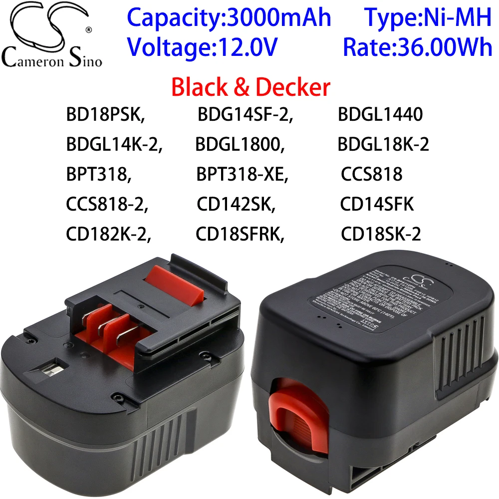 Cameron Sino Ni-MH 3000 мАч 12,0 в для Black & Decker EPC18CABK,EPC18CAK,EPC18K2,FS188F4,GC818,GCO18SFB,GKC18,GKC1817
Cameron Sino Ni-MH 3000 мАч 12,0 в для Black & Decker EPC18CABK,EPC18CAK,EPC18K2,FS188F4,GC818,GCO18SFB,GKC18,GKC1817