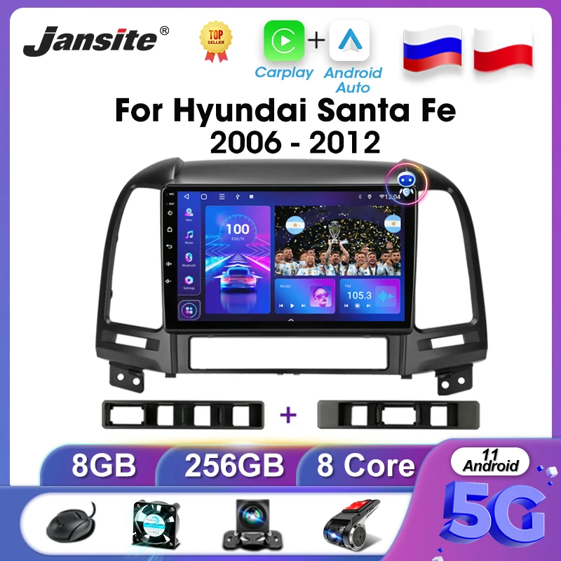 Jansite Android 11 Car Stereo Radio For Hyundai Santa Fe 2 2006-2012 Multimedia Video Player Carplay Bluetooth Autoradio DVD GPS
Jansite Android 11 Car Stereo Radio For Hyundai Santa Fe 2 2006-2012 Multimedia Video Player Carplay Bluetooth Autoradio DVD GPS