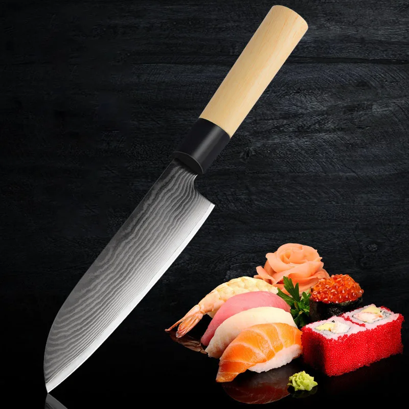 Дамасский нож Santoku, кухонный нож из дамасской стали 9Cr18MoV, 6,5 дюйма, с полипропиленовой ручкой, для нарезки суши, сашими
Дамасский нож Santoku, кухонный нож из дамасской стали 9Cr18MoV, 6,5 дюйма, с полипропиленовой ручкой, для нарезки суши, сашими
