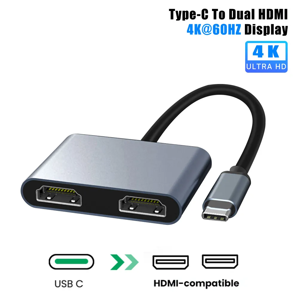 2 Port USB C Hub to Dual HDMI-4K 60HZ Dual Screen Expansion Type C Docking Station For Macbook Laptop Mobile Phone PC
2 Port USB C Hub to Dual HDMI-4K 60HZ Dual Screen Expansion Type C Docking Station For Macbook Laptop Mobile Phone PC