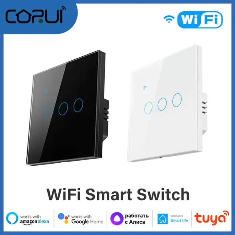 Умный сенсорный выключатель, настенная панель с Wi-Fi, 1/2/3/4 клавиши, с управлением через приложение, переключатель с нейтральным проводом для Alexa и Google Home
Умный сенсорный выключатель, настенная панель с Wi-Fi, 1/2/3/4 клавиши, с управлением через приложение, переключатель с нейтральным проводом для Alexa и Google Home