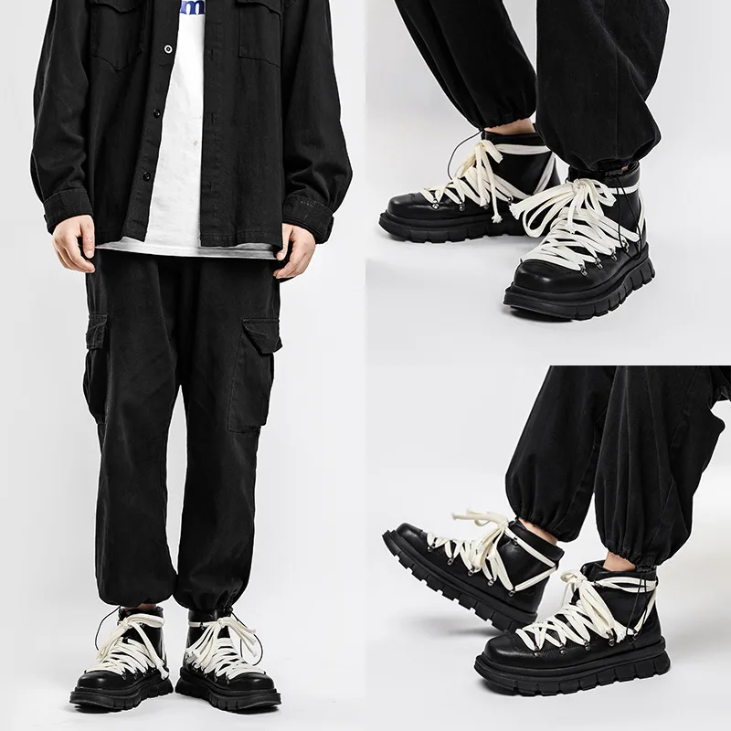 Fashion Men's Casual Shoes Outdoor Anti-slip Rebound High Top Boots Men's Women's Spring And Autumn Hiking black Sports Boots 
Fashion Men's Casual Shoes Outdoor Anti-slip Rebound High Top Boots Men's Women's Spring And Autumn Hiking black Sports Boots