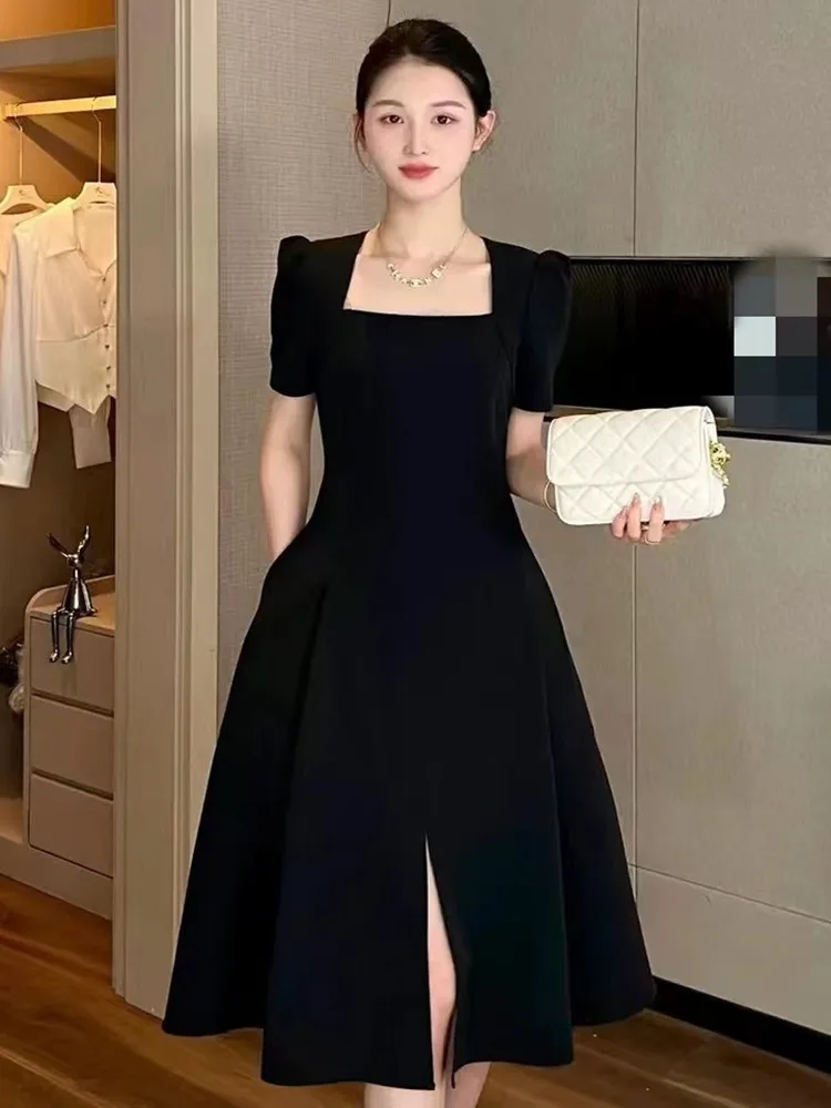 Женское черное сексуальное платье миди с разрезом, элегантное модное привлекательное приталенное платье-трапеция с пышными рукавами и квадратным вырезом, лето 2023
Женское черное сексуальное платье миди с разрезом, элегантное модное привлекательное приталенное платье-трапеция с пышными рукавами и квадратным вырезом, лето 2023