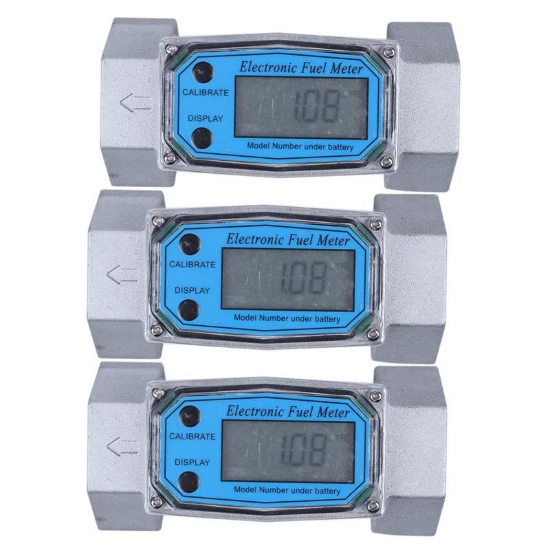 

3X Digital Flowmeter K24 Electronic Liquid Turbine Meter Electronicflowmeter 1.5 Inches Fuel Oil Flow Meter 40-280L/Min