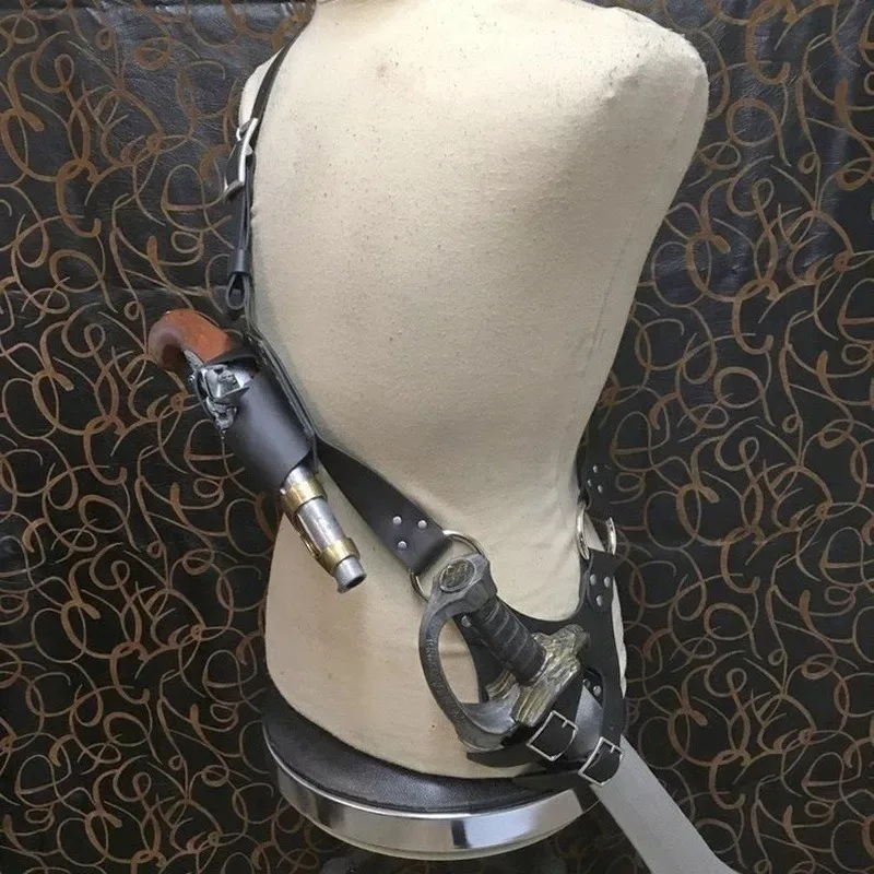 Medieval Renaissance Pirate Shoulder Belt Leather Sword Cutlass Strap Steampunk Flintlock Pistol Holster Knight Costume Baldric
Medieval Renaissance Pirate Shoulder Belt Leather Sword Cutlass Strap Steampunk Flintlock Pistol Holster Knight Costume Baldric