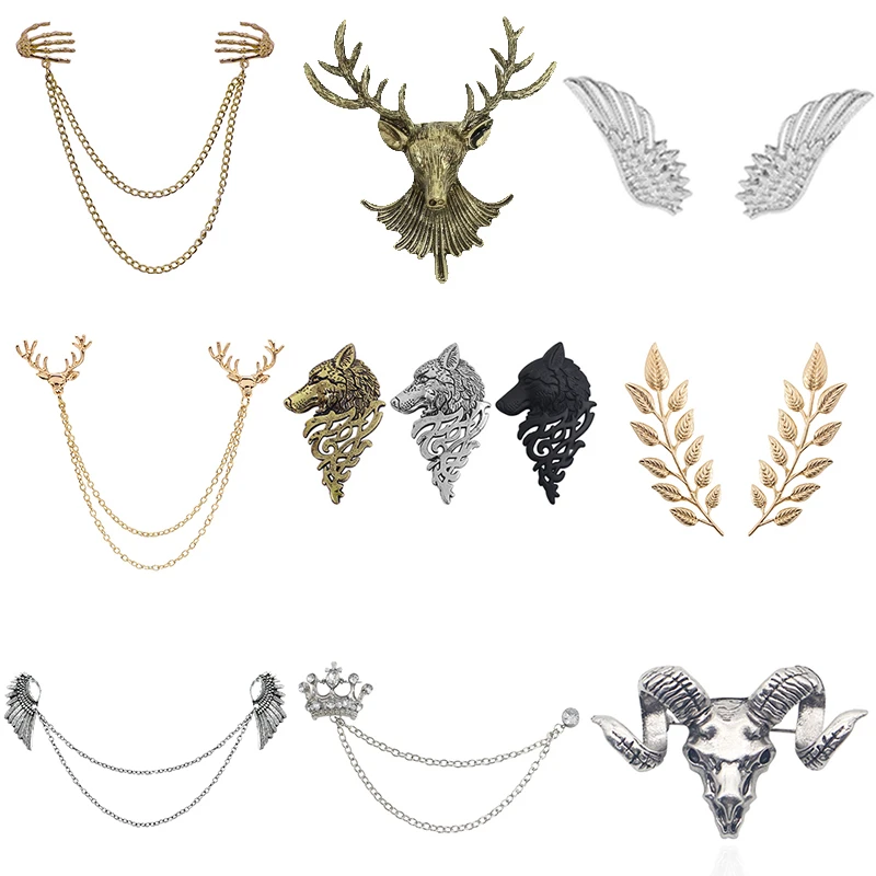 Vintage Angel Wings Deer Wolf Cat Brooch For Women Multiple Layers Chain Crown Skull Head Brooches Shirt Collar Pins Broches
Vintage Angel Wings Deer Wolf Cat Brooch For Women Multiple Layers Chain Crown Skull Head Brooches Shirt Collar Pins Broches