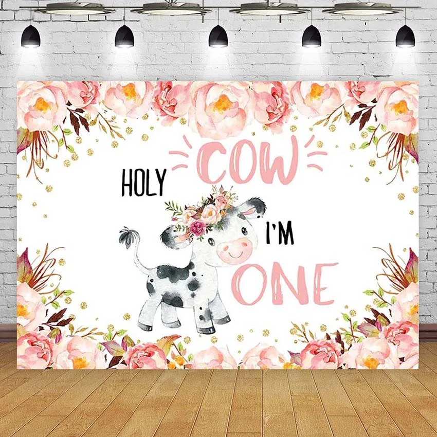Holy Cow I'm One Birthday Pink Cow Backdrop 1st Birthday Party Decorations for Baby Boy Girl Farm Zoo Animal Theme Photo Booth
Holy Cow I'm One Birthday Pink Cow Backdrop 1st Birthday Party Decorations for Baby Boy Girl Farm Zoo Animal Theme Photo Booth