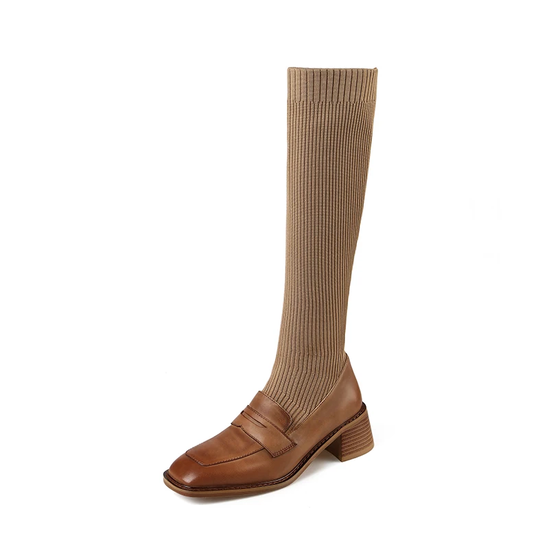 Women Knee-high boots natural leather 22-25 CM cowhide+fly knitted boot elastic boots long sock boots skinny boots high boots
Women Knee-high boots natural leather 22-25 CM cowhide+fly knitted boot elastic boots long sock boots skinny boots high boots
