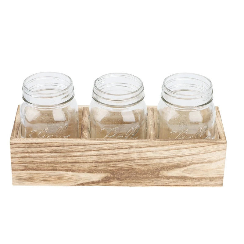

1 комплект банки-стаканы с деревянной подставкой, домашняя и кухонная фермерская декорация, тумбы для напитков для воды и посуды
