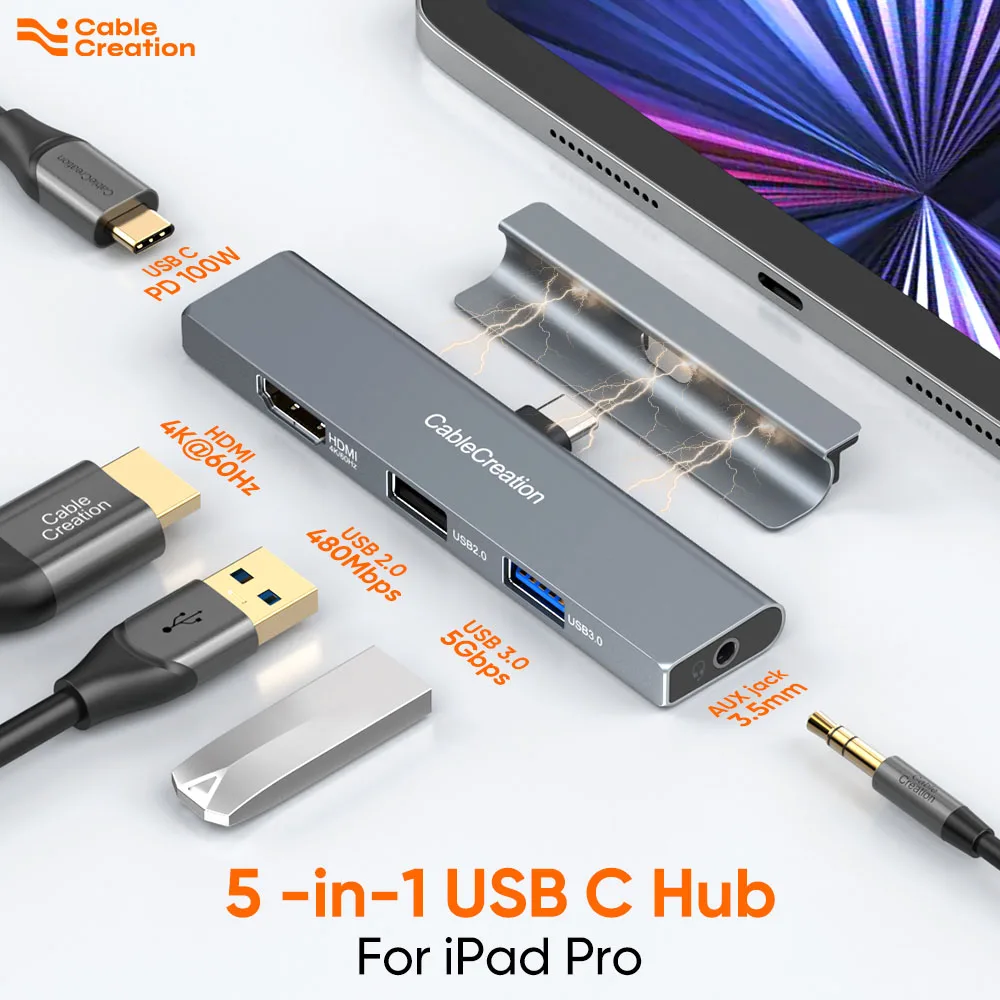 CableCreation 4K @ 60Hz USB Type C HUB Splitter с HDMI 3,5 мм Aux Jack USB3.0 2.0 PD 100W Type C Dock для iPad Pro M1 2021 2020 2018 iPad Air 5 4
CableCreation 4K @ 60Hz USB Type C HUB Splitter с HDMI 3,5 мм Aux Jack USB3.0 2.0 PD 100W Type C Dock для iPad Pro M1 2021 2020 2018 iPad Air 5 4