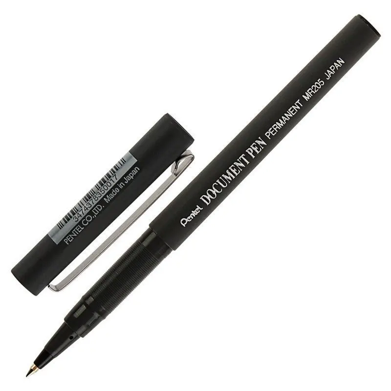 Ручка-роллер PENTEL (Япония) "Document Pen" ЧЕРНАЯ корпус черный узел 0 5 мм линия письма