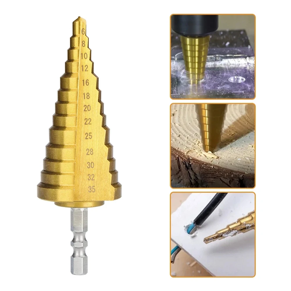 1pc Step Drill Bit 6-35mm 13 Step Shank For Metal Cone HSS Step Drill Hex Shank Ferramentas Equipment Tools Drill Bits
1pc Step Drill Bit 6-35mm 13 Step Shank For Metal Cone HSS Step Drill Hex Shank Ferramentas Equipment Tools Drill Bits