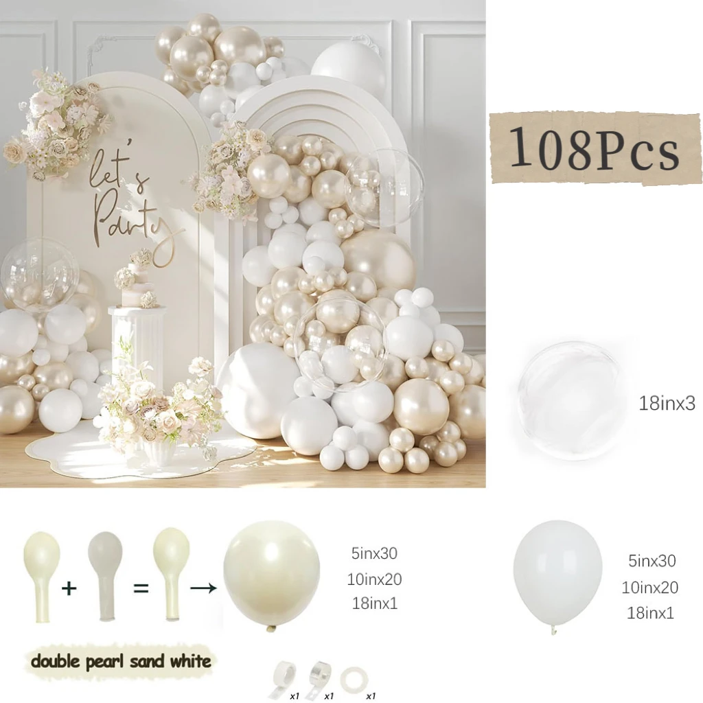 108 Шт., Воздушные Шары С Двойным Наполнением, Жемчужно-белые, Воздушные Шары, Набор Арок Для Свадьбы, Детского Душа
108 Шт., Воздушные Шары С Двойным Наполнением, Жемчужно-белые, Воздушные Шары, Набор Арок Для Свадьбы, Детского Душа