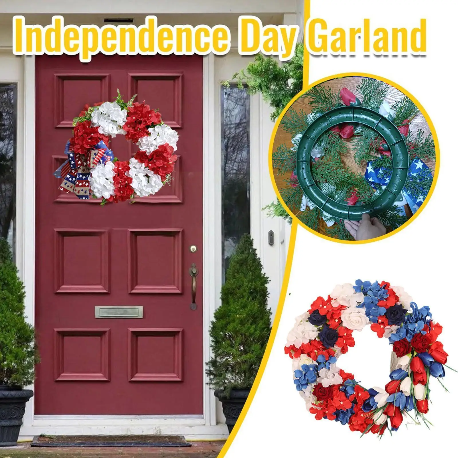 16" Independence Day Wreath Patriotic Wreath Front Door Farmhouse Wreath Red White Blue Tulip Wreath For Window Door Decora C9C9
16" Independence Day Wreath Patriotic Wreath Front Door Farmhouse Wreath Red White Blue Tulip Wreath For Window Door Decora C9C9