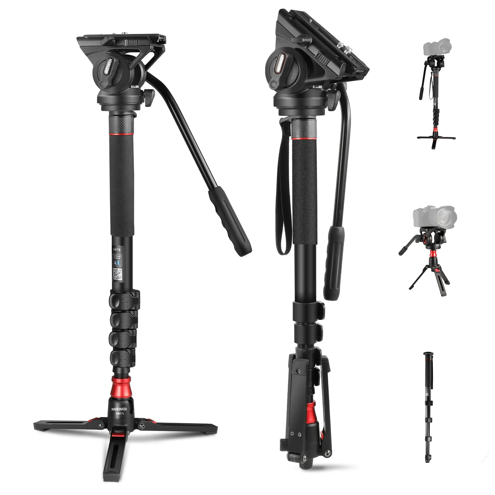 NEEWER Professional Camera Monopod with Feet, 70.5"/179cm Telescopic Portable Aluminum Travel Monopod & Pan Tilt Fluid Head
NEEWER Professional Camera Monopod with Feet, 70.5"/179cm Telescopic Portable Aluminum Travel Monopod & Pan Tilt Fluid Head