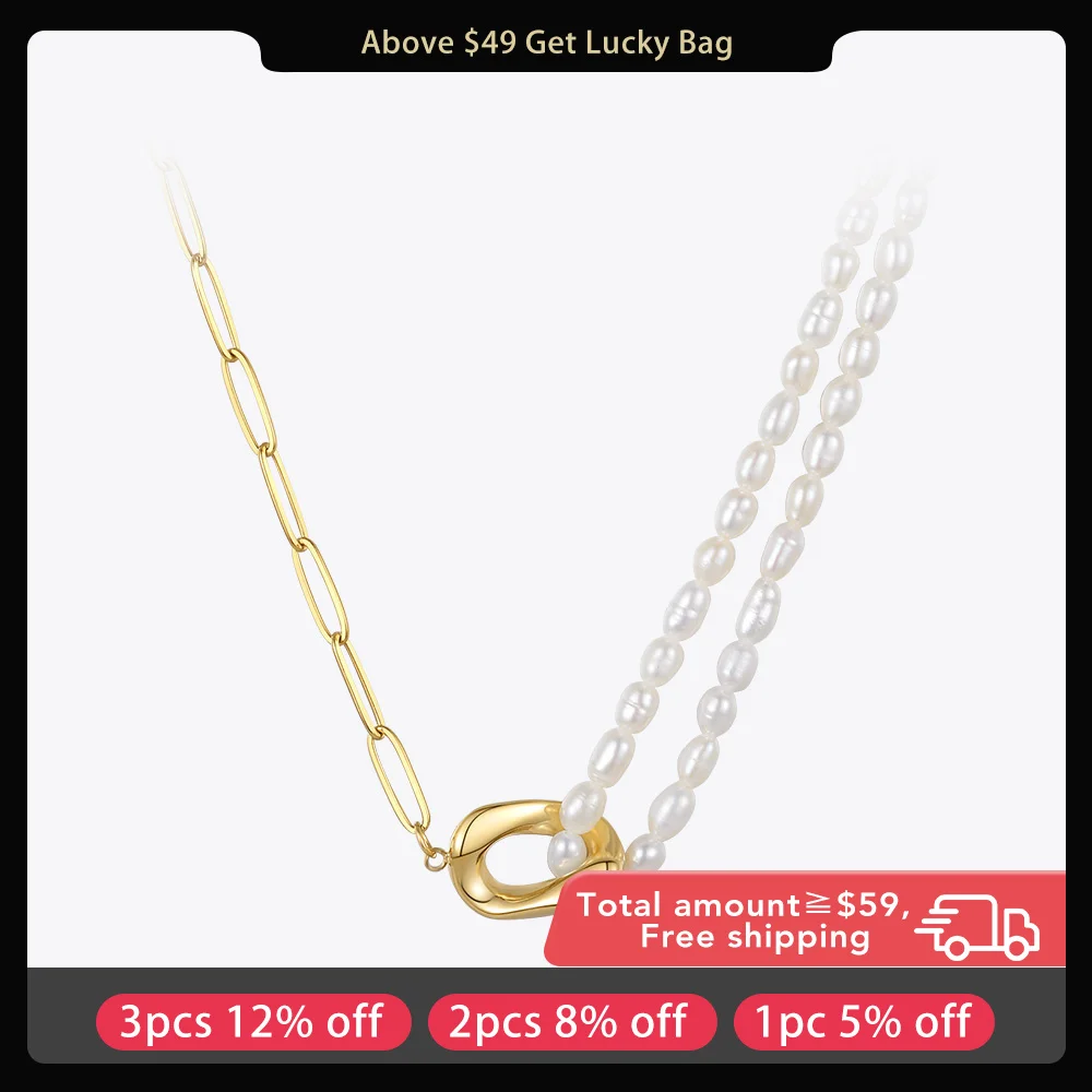 ENFASHION Buckle Natural Pearl Necklace For Women Stainless Steel Chain Necklaces Gold Color Collier Femme Fashion Jewelry P3202
ENFASHION Buckle Natural Pearl Necklace For Women Stainless Steel Chain Necklaces Gold Color Collier Femme Fashion Jewelry P3202