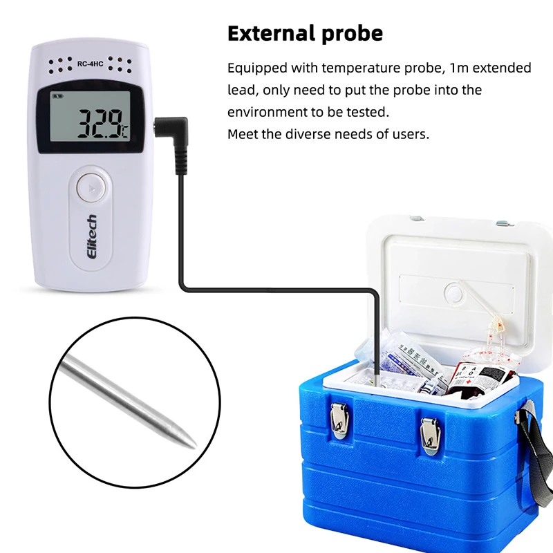 

RC-4HC Digital USB Temperature Data Logger with Built-in NTC Sensor Thermometer for Refrigeration Cold Chain Transport Labs
