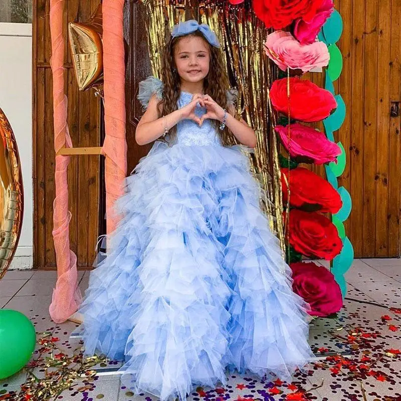 Light Sky Blue Ruffles Tier Skirt Flower Girls Dresses Feather Sleeve Appliques Little Kids Pageant Dress Child Formal Gown
Light Sky Blue Ruffles Tier Skirt Flower Girls Dresses Feather Sleeve Appliques Little Kids Pageant Dress Child Formal Gown