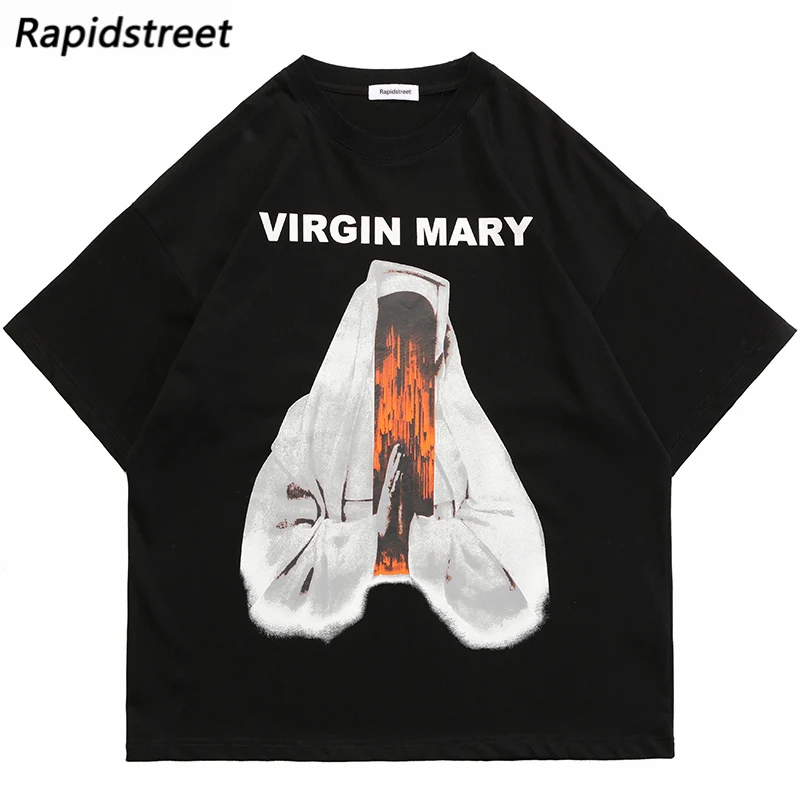Hip Hop Streetwear T-Shirt Harajuku Virgin Mary Printed T Shirt Cotton Casual Tshirt 2022 Men Summer Short Sleeve Tops Tees 
Hip Hop Streetwear T-Shirt Harajuku Virgin Mary Printed T Shirt Cotton Casual Tshirt 2022 Men Summer Short Sleeve Tops Tees
