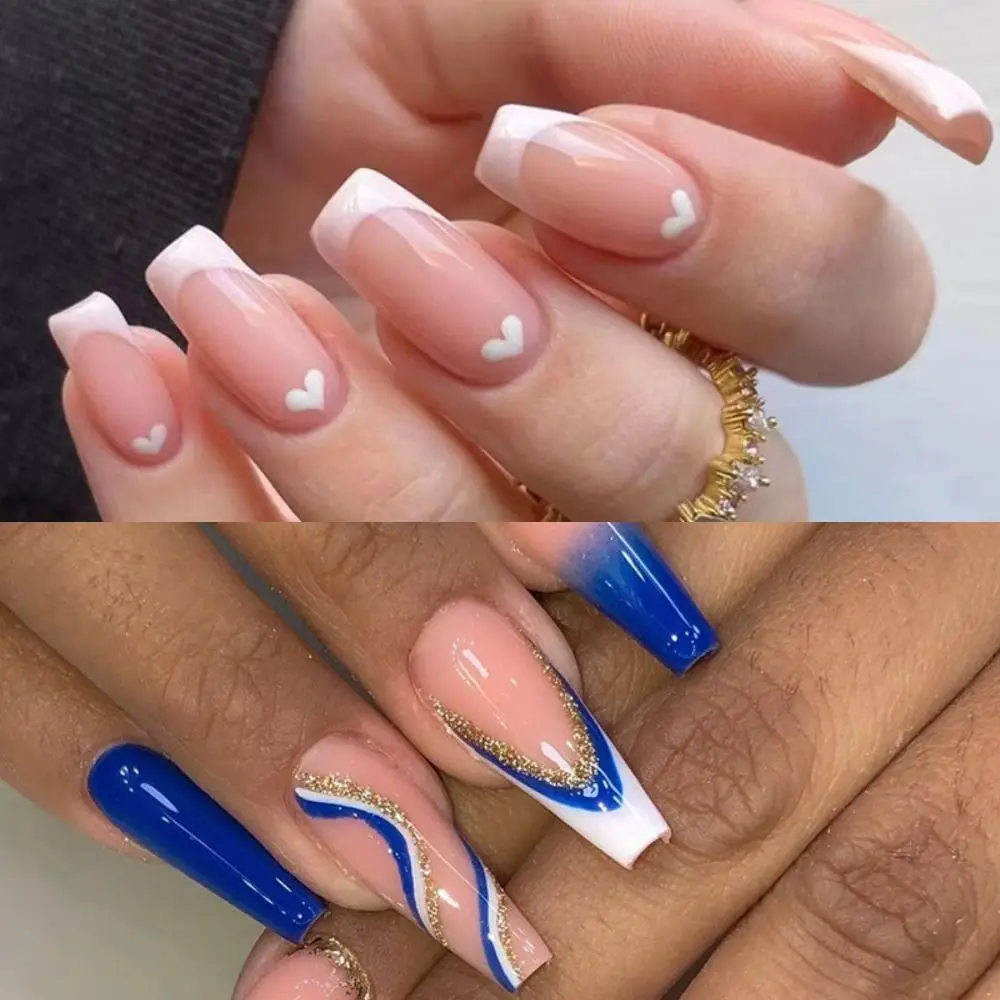 24pcs Nail Tips Leaf Full Cover French Press on Nails Ballerina Long French Fake Nails Blue Wavy
24pcs Nail Tips Leaf Full Cover French Press on Nails Ballerina Long French Fake Nails Blue Wavy