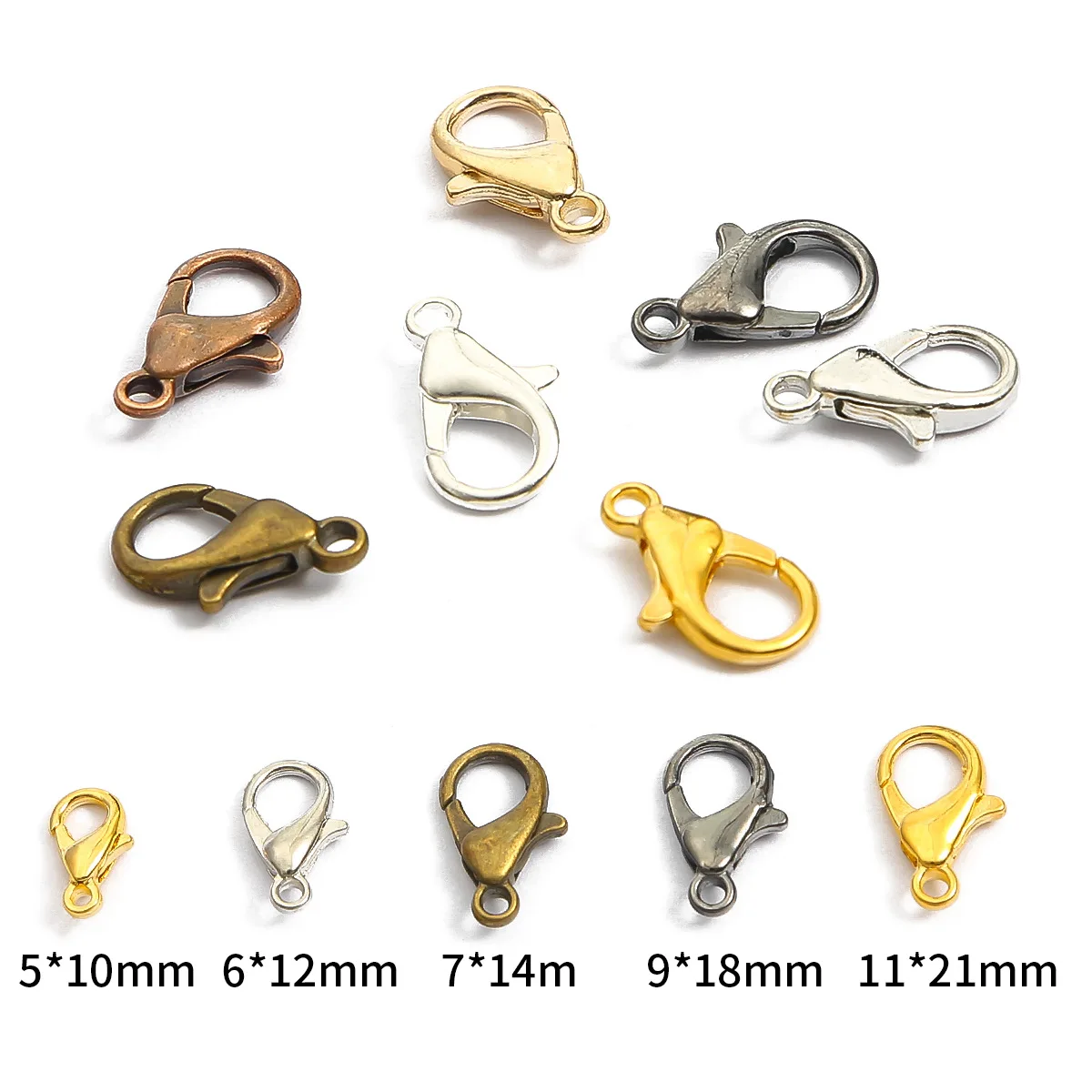 50PCS 10mm/12mm/14mm/16mm/18mm 9 Color Plated Fashion Jewelry Findings,Alloy Lobster Clasp Hooks for Necklace&Bracelet Chain DIY
50PCS 10mm/12mm/14mm/16mm/18mm 9 Color Plated Fashion Jewelry Findings,Alloy Lobster Clasp Hooks for Necklace&Bracelet Chain DIY