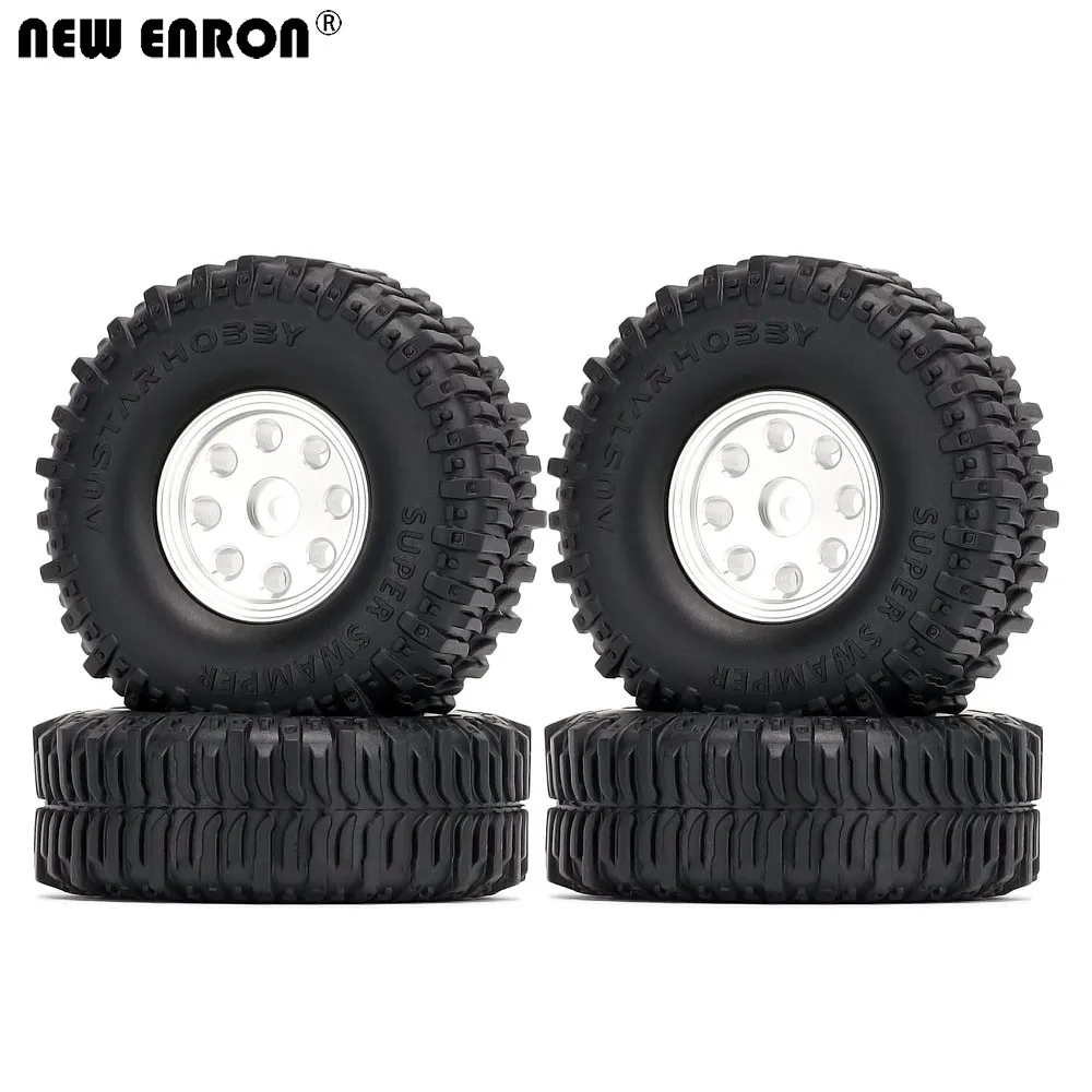 NEW ENRON 1.0" Metal Wheel Rims & Rubber Super Swamper Mud Tires 4Pcs for RC 1/24 Axial SCX24 and Other Mini / Micro Crawler Car
NEW ENRON 1.0" Metal Wheel Rims & Rubber Super Swamper Mud Tires 4Pcs for RC 1/24 Axial SCX24 and Other Mini / Micro Crawler Car