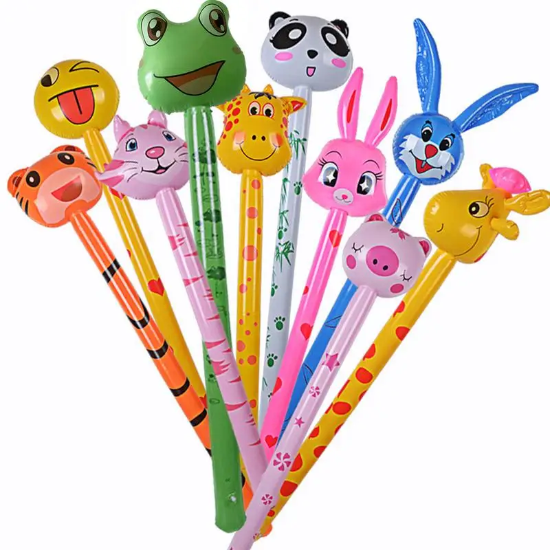 

10PCS Cartoon Inflatabel Animal Long Inflatable Hammer No Wounding Stick With Sound Baby Children Toys 100-120CM